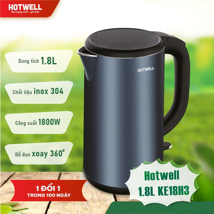 Bình đun nước Hotwell - Ảnh 2 góc cận cảnh, làm nổi bật từng đường nét sang trọng.