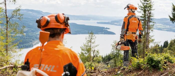 Hình ảnh chân thực máy cưa xích STIHL trong tác nghiệp chuyên nghiệp