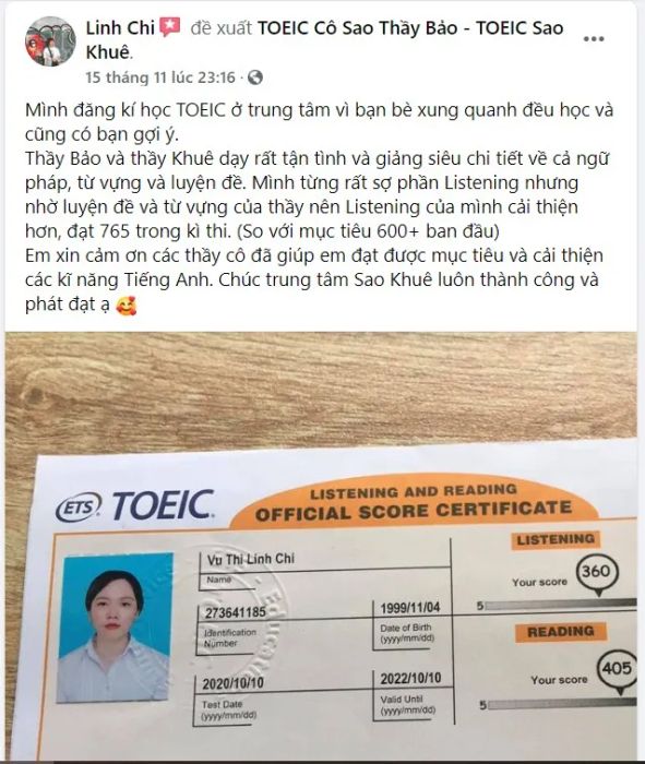 TOEIC Cô Sao Thầy Bảo - TOEIC Sao Khuê - hình ảnh 2