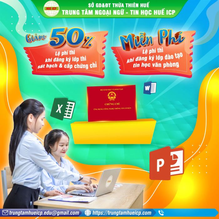 Hình ảnh lớp học thực hành tại Trung Tâm Huế ICP