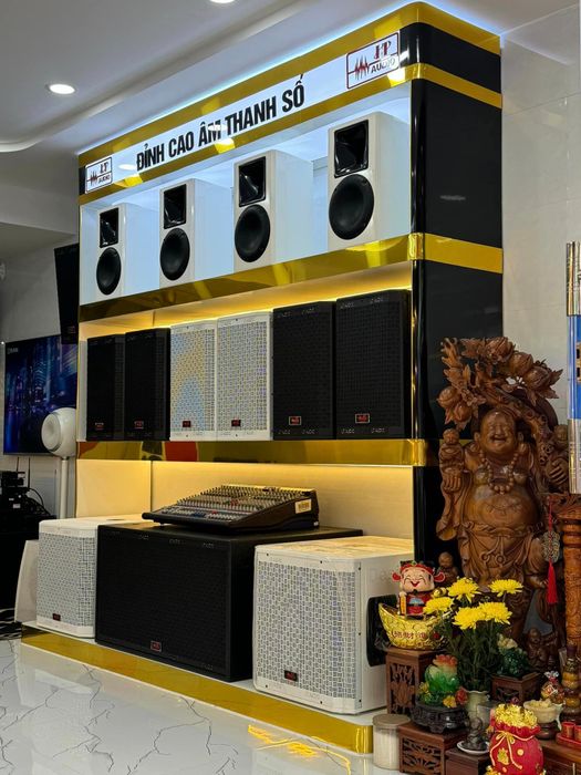 Không gian trưng bày đa dạng nhạc cụ và thiết bị âm thanh tại Lâm Audio