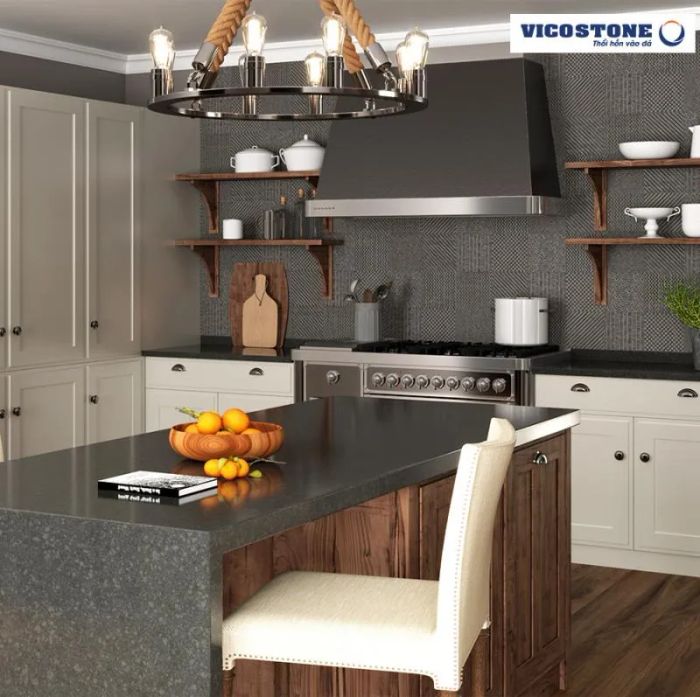 Hình ảnh dây chuyền sản xuất đá thạch anh hiện đại của Vicostone