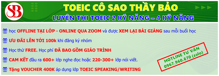 Hình ảnh lớp học tại TOEIC Cô Sao Thầy Bảo