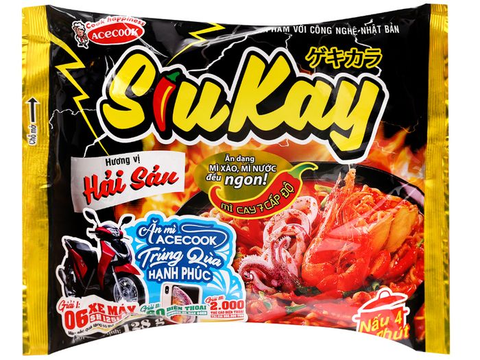 Hình ảnh mì cay SiuKay Acecook cấp độ 7 vị hải sản
