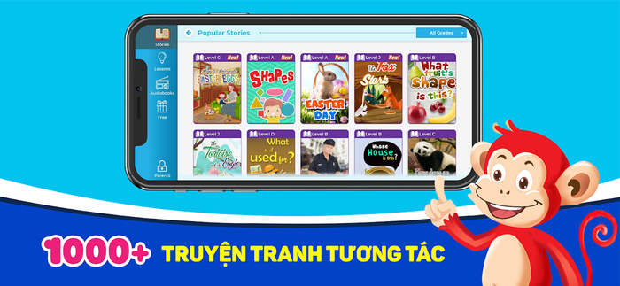 Hình ảnh minh họa giao diện sinh động của Monkey Stories