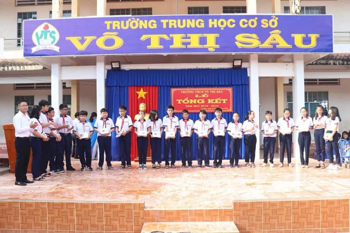 Hình ảnh toàn cảnh Trường THCS Võ Thị Sáu - Ngôi trường bề thế với khuôn viên xanh mát rộng gần 9.000m² tại trung tâm thành phố