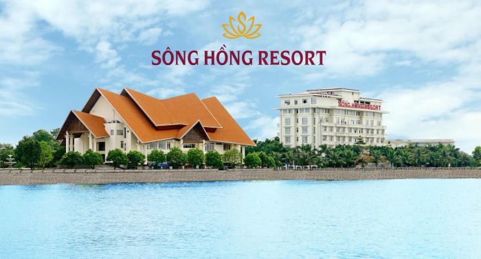 Sông Hồng Resort ảnh 1 - Hình ảnh ấn tượng về không gian xanh mát cùng kiến trúc sang trọng bên bờ hồ thơ mộng.