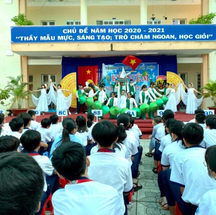 Hình ảnh ấn tượng về Trường THCS Phan Bội Châu - Ngôi trường vượt khó với khuôn viên xanh mát và cơ sở vật chất ngày càng khang trang