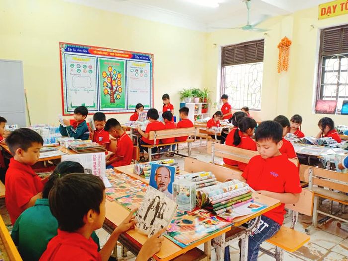 Không gian xanh mát tại Trường Tiểu học Sông Khoai 1 - Môi trường học tập thân thiện