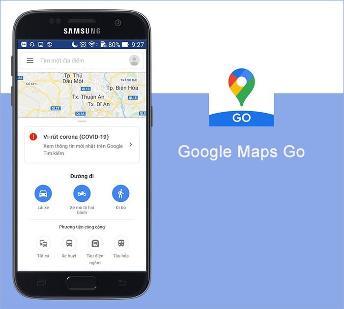 Giao diện tinh gọn của Google Maps Go