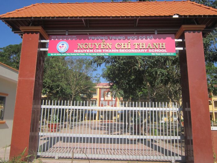 Hình ảnh khuôn viên rộng rãi với nhiều cây xanh tại Trường THCS Nguyễn Chí Thanh
