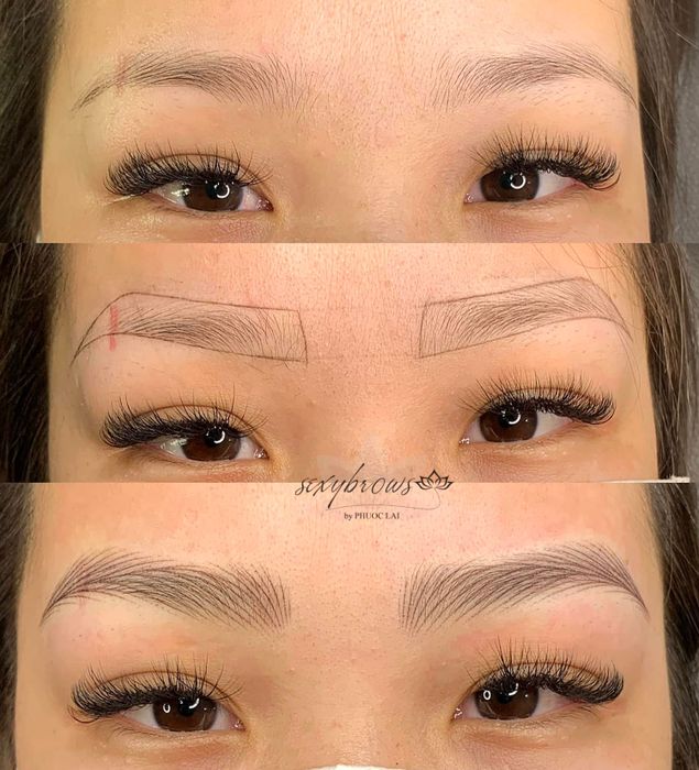 Hình ảnh thực tế dịch vụ điêu khắc chân mày tại Phước Lai Beauty Academy