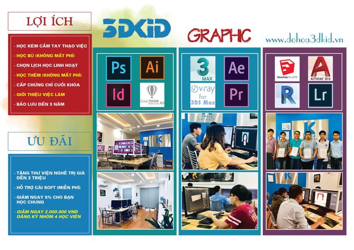 Không gian đào tạo chuyên nghiệp tại Đồ Họa 3DKID