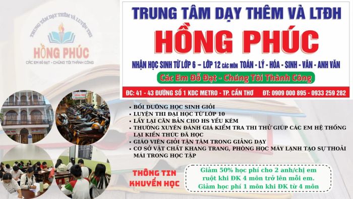 Không gian học tập đạt chuẩn tại Trung Tâm Hồng Phúc