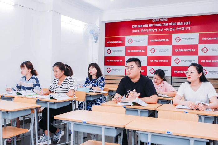 Hình ảnh không gian học tập đạt chuẩn Hàn Quốc tại Trung Tâm Tiếng Hàn SOFL với trang thiết bị hiện đại