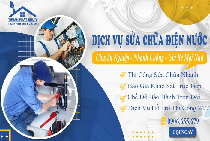 Hình ảnh đội ngũ kỹ thuật viên Thuận Phát Như Ý tại công trình