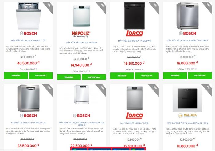 Bộ sưu tập máy rửa chén cao cấp tại Bếp Hoàng Cương