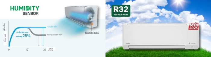 Máy lạnh Daikin FTKY71ZVMV sử dụng gas R-32, cảm biến ẩm Humidity Sensor