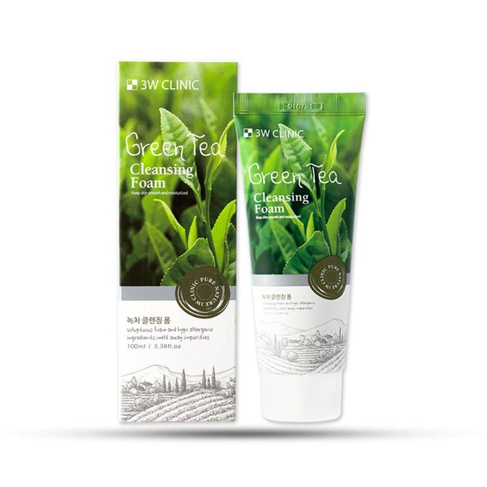 Hình ảnh thực tế 3W Clinic Green Tea Foam Cleansing - Thiết kế tinh tế với tông xanh lá