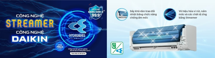 Chức năng chống ẩm mốc kết hợp công nghệ Streamer trên Daikin FTKY50ZVMV