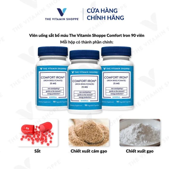 Comfort Iron 90 viên - Viên uống bổ máu đỉnh cao từ The Vitamin Shoppe, kiệt tác cho sức khỏe toàn diện