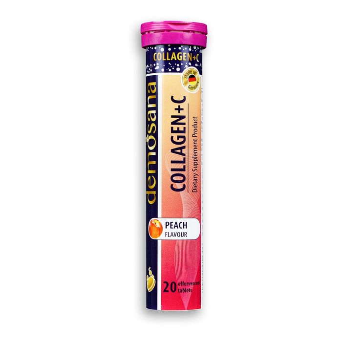 Viên sủi chống lão hóa, làm đẹp da Demosana Collagen + Vitamin C hương đào - Hình ảnh 1