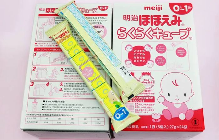Hình ảnh bao bì sữa Meiji dạng thanh tiện lợi