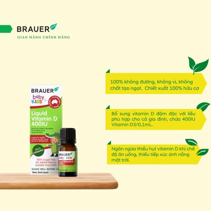 Hình ảnh thực tế Brauer Liquid Vitamin D - Tinh chất dinh dưỡng chuẩn Úc