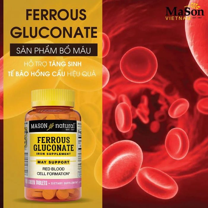 Mason Natural Ferrous Gluconate - Hộp 100 viên (Ảnh minh họa chất lượng)