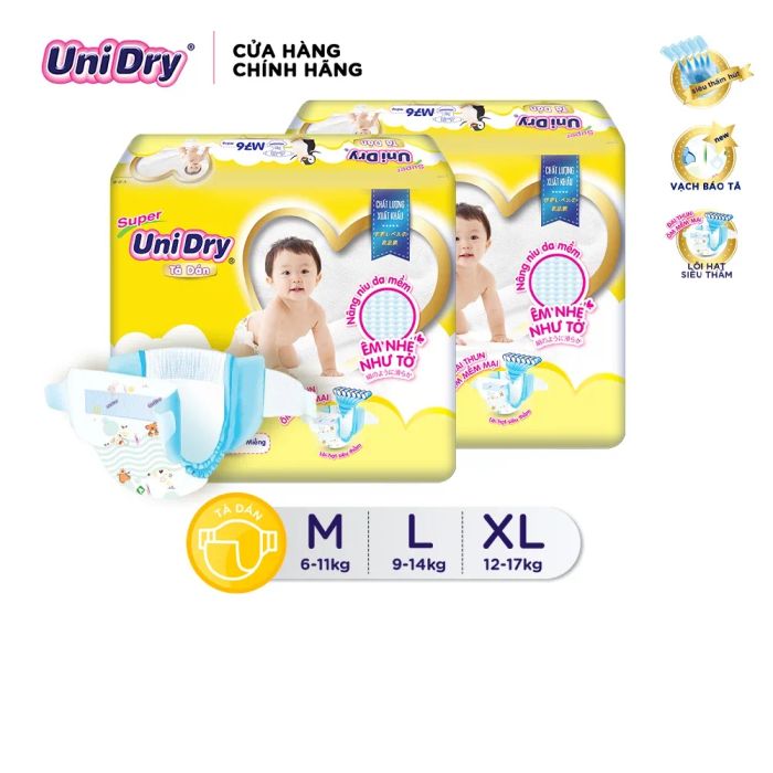 Tã Dán UniDry Siêu Khô Thoáng Gói Super Jumbo Ảnh 2