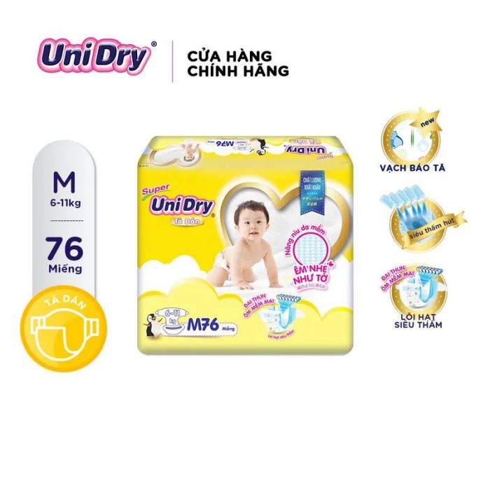 Tã Dán UniDry Siêu Khô Thoáng Gói Super Jumbo Ảnh 1