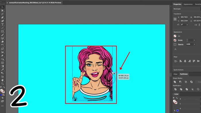 Thực hiện bước 2 chỉnh sửa đường path Clipping Mask trong AI