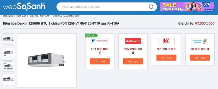 Giá điều hòa Daikin 125000 BTU 1 chiều FDN125HV1/RN125HY19 phải chăng