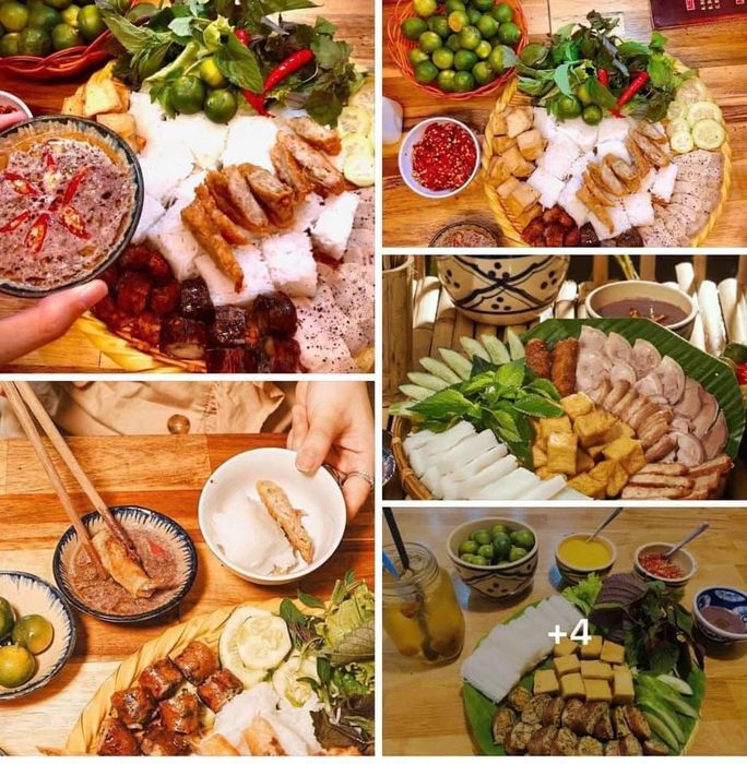 Hình ảnh mẹt bún đậu thịnh soạn với đầy đủ topping tại Hoàng Long
