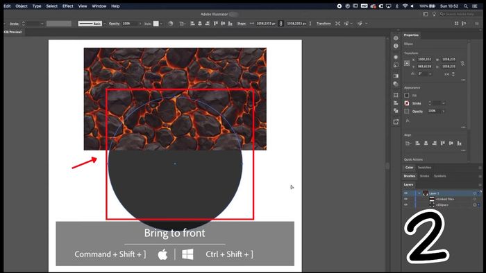 Thực hiện bước 2: Sử dụng Clipping Mask để che phần đối tượng trong AI
