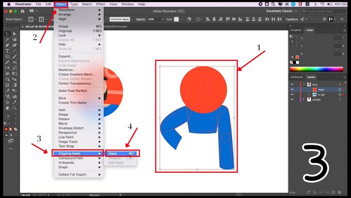 Hướng dẫn bước cuối cùng tạo Clipping Mask cho nhóm/lớp trong AI