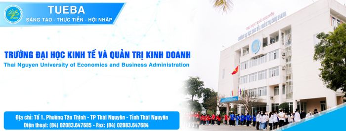 Hình ảnh tòa nhà hiện đại của Đại học Kinh tế & Quản trị Kinh doanh