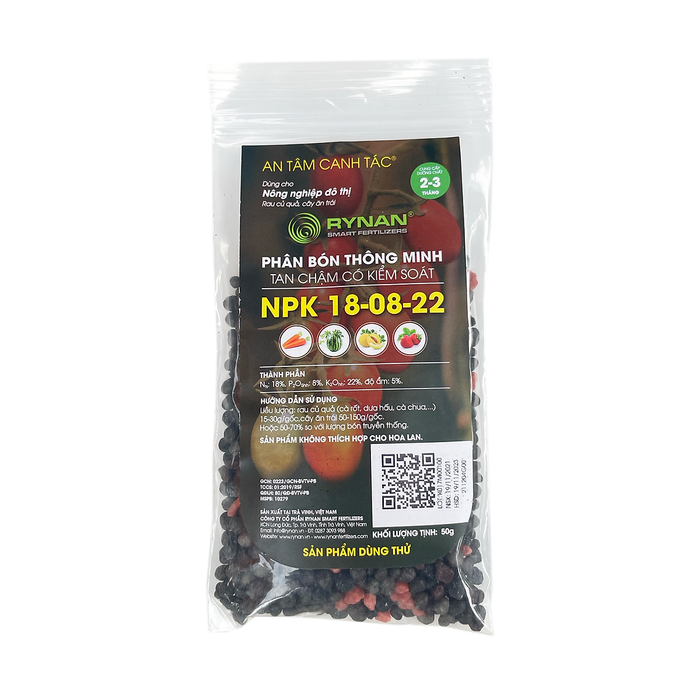 Hình ảnh bao bì Phân Bón Rynan NPK 18-08-22 chính hãng