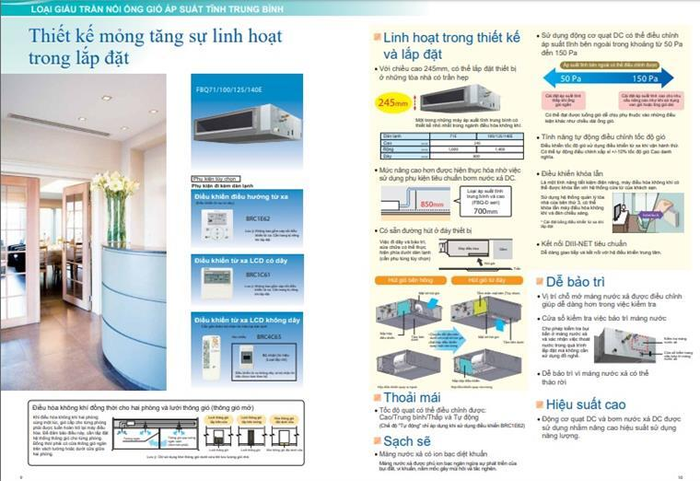 Điều hòa nối ống gió Daikin 2 chiều 34,100/38,200BTU FBQ100EVE/RQ100MV1 BRC1C61