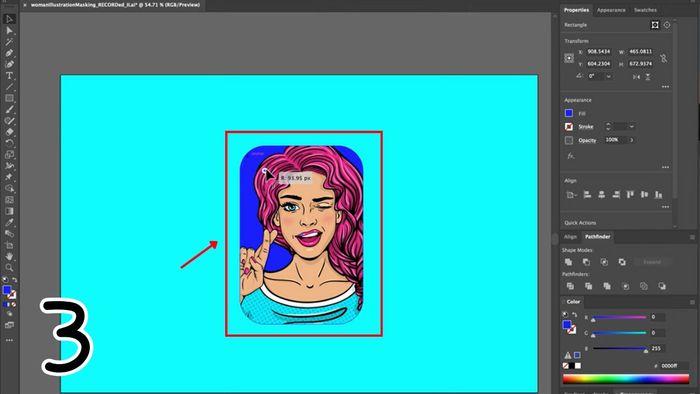 Hoàn thành bước 3 điều chỉnh đường path Clipping Mask trong AI