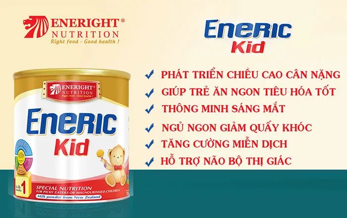 Hình ảnh đóng gói Sữa Eneric Kid - Sản phẩm được các chuyên gia dinh dưỡng khuyên dùng