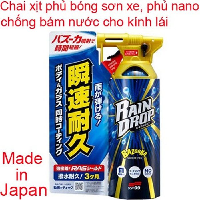 Hình ảnh minh họa hiệu ứng chống nước vượt trội của Rain Drop W-526 trên kính lái