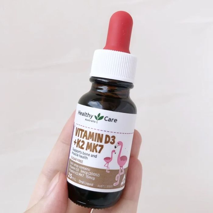 Hình ảnh bao bì chính hãng Healthy Care Vitamin D3 + K2 MK7