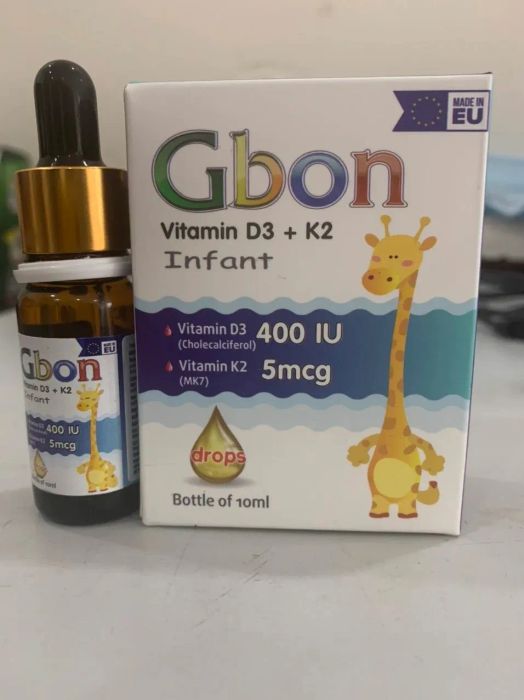Hình ảnh bao bì sản phẩm Gbon Vitamin D3 + K2 chính hãng