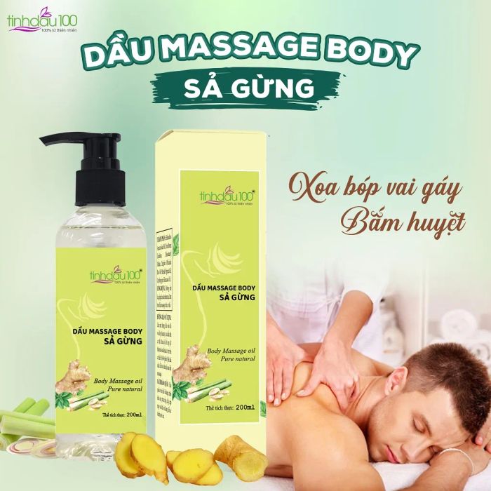 Hình ảnh chân thực dầu massage sả gừng Tinh Dầu 100