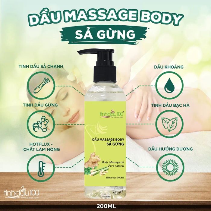 Hình ảnh dầu massage sả gừng Tinh Dầu 100