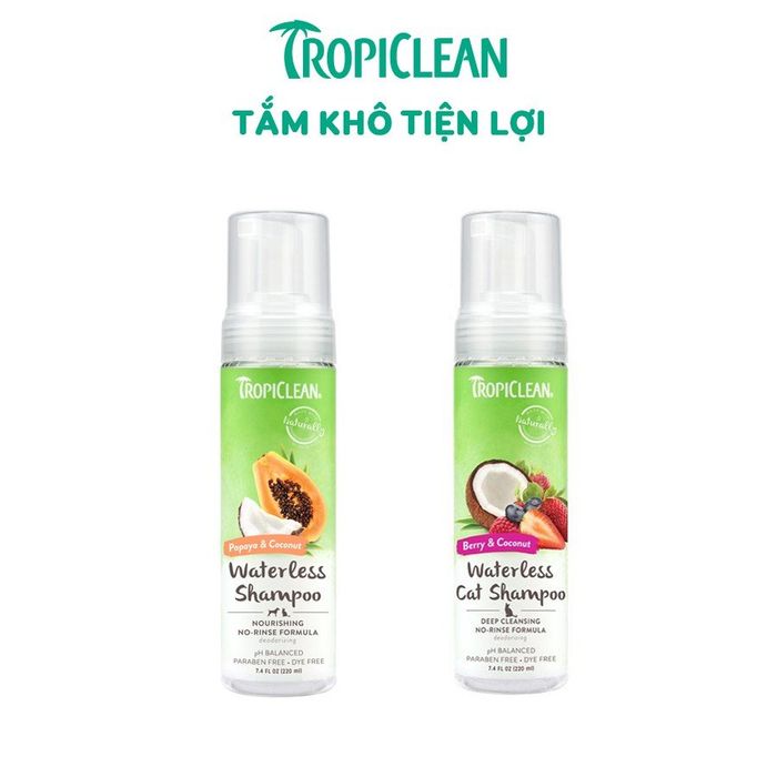 Dầu tắm khô cho chó mèo Organic Tropiclean ảnh 1
