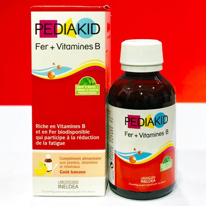 Hình ảnh bao bì và phụ kiện đi kèm Pediakid Fer + Vitamines B