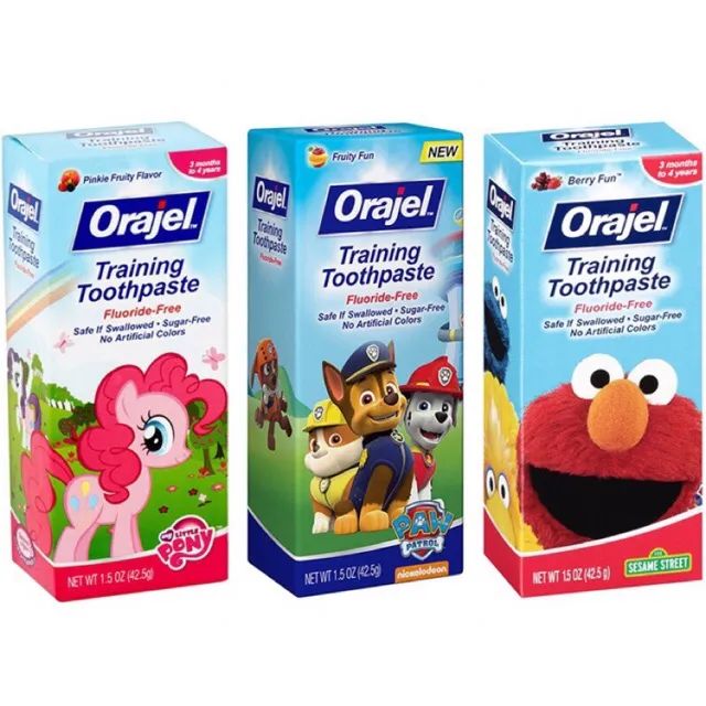 Hình ảnh thực tế kem đánh răng Orajel Training Toothpaste - thiết kế an toàn cho trẻ nhỏ