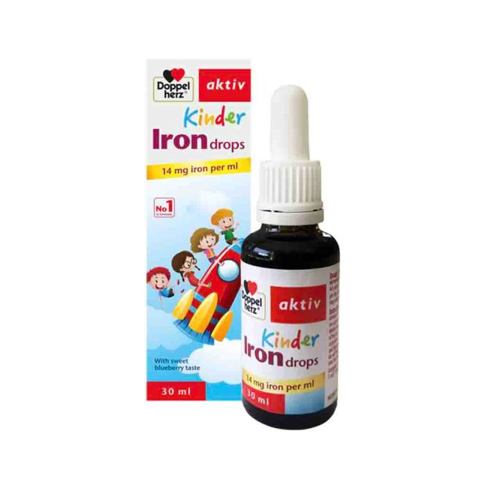 Hình ảnh bao bì Doppelherz Kinder Iron Drop với ống định lượng chính xác